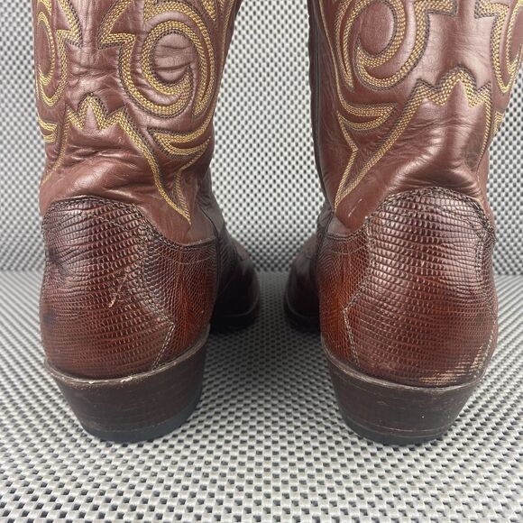 Vintage Justin Cowboy Boots Mens Size 11 D Brown Exotic Skin Western Pull On main image 10